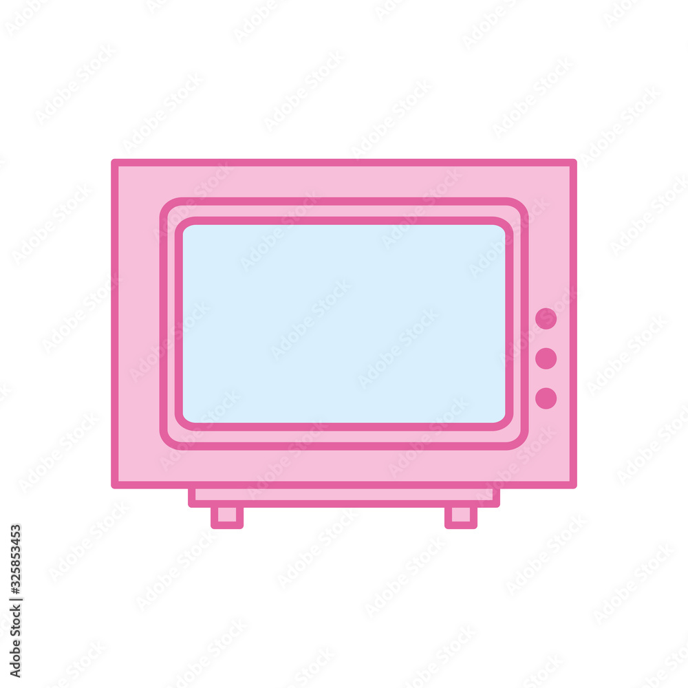 Isolated retro tv neon line and fill style icon vector design Isolated retro tv neon line and fill style icon vector design