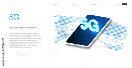 Global network high speed innovation connection data rate technology vector illustration  5G new wireless internet wifi connection. New mobile communication technology.