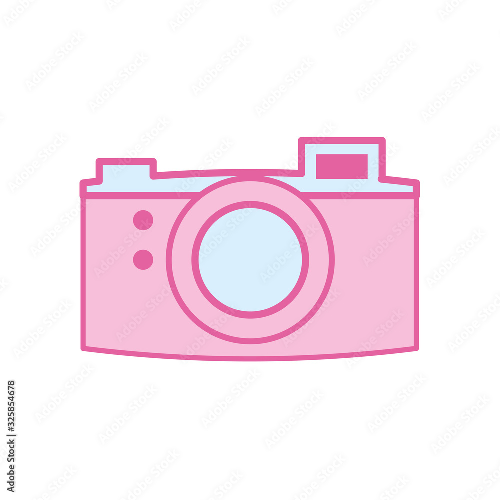 Isolated retro camera device neon line and fill style icon vector design Isolated retro camera device neon line and fill style icon vector design