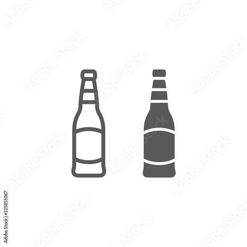 Beer bottle line and glyph icon, st patrick s day and alcohol, glass beer bottle sign, vector graphics, a linear pattern on a white background, eps 10.