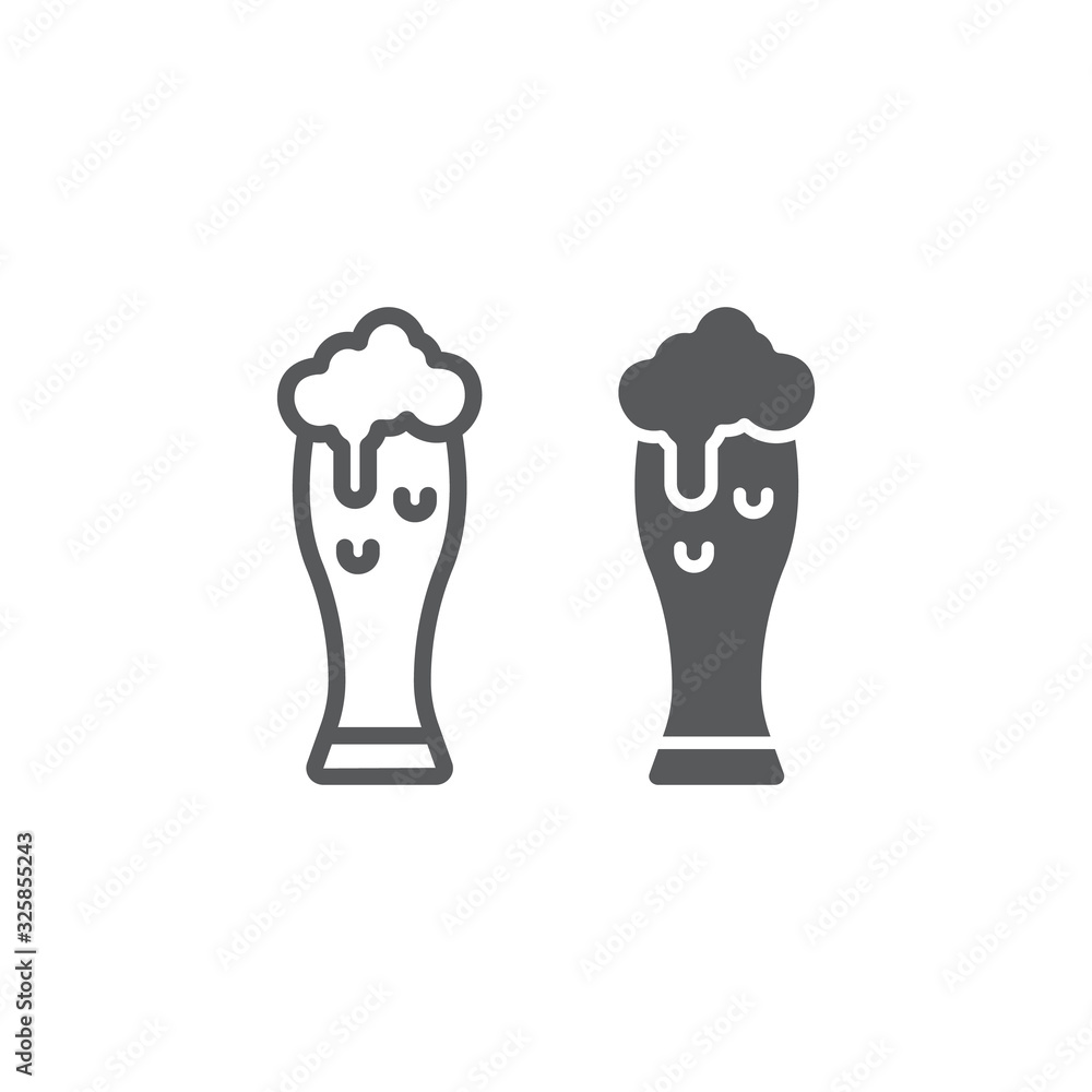 Beer line and glyph icon, st patrick s day and alcohol, glass of beer sign, vector graphics, a linear pattern on a white background, eps 10. Beer line and glyph icon, st patrick s day and alcohol, glass of beer sign, vector graphics, a linear pattern on a white background, eps 10.