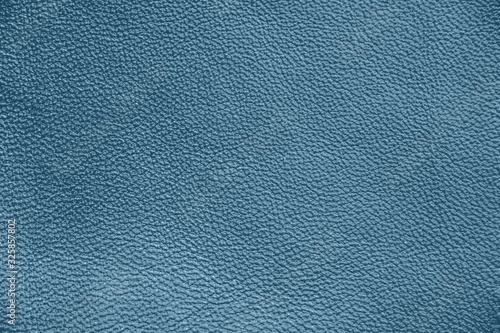 Genuine Leather. Blue background. The texture of the skin close-up.