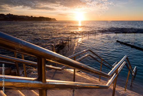 Swimming pool at sunrise  Bronte Beach  Sydney Australia