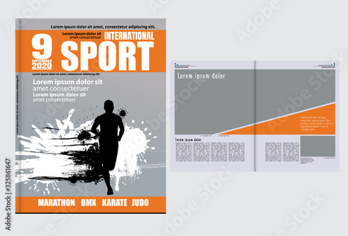 Printing magazine with sport subject in background, easy to editable vector