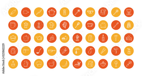 Isolated cook and kitchen block style icon set vector design
