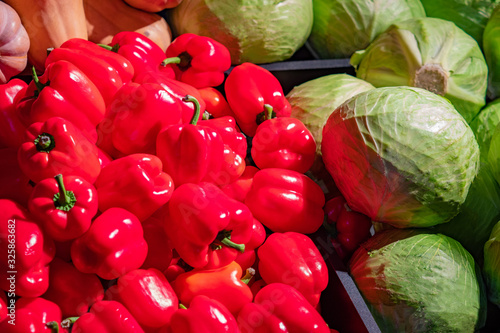 Cabbage, bell peppers and p...
