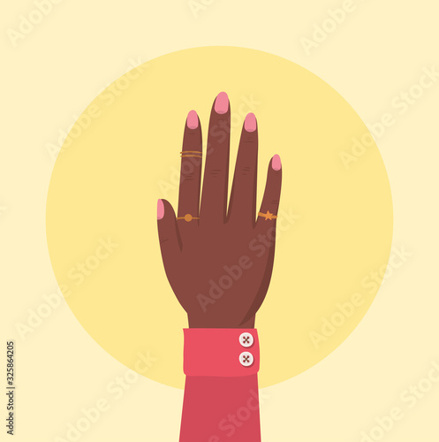 female hand over circle vector design