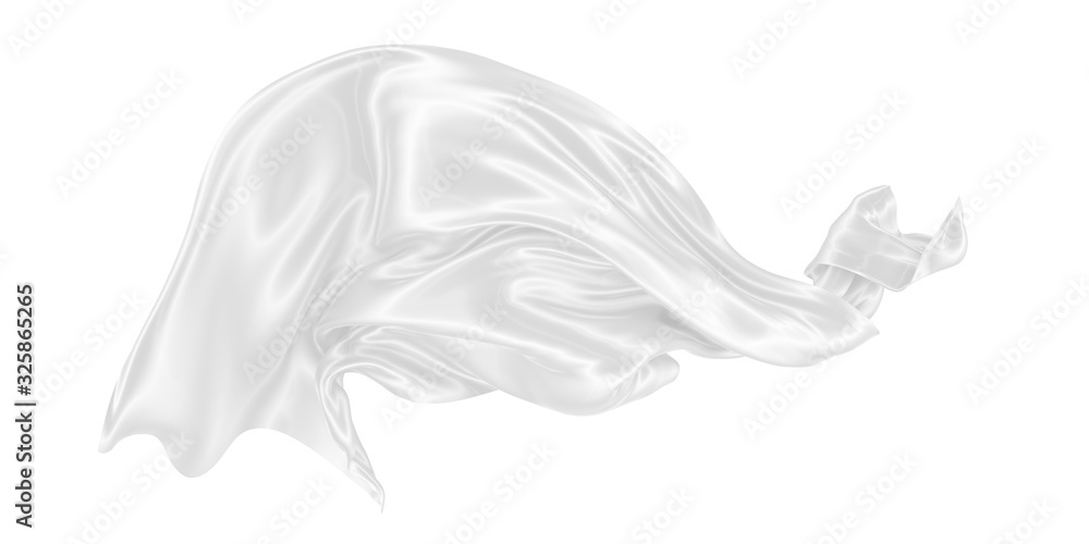 Beautiful flowing fabric of white wavy silk or satin. 3d rendering image. Beautiful flowing fabric of white wavy silk or satin. 3d rendering image.
