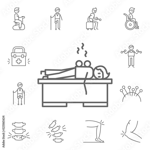 Cupping, physiotherapy, lying icon. Physiotherapy icons universal set for web and mobile