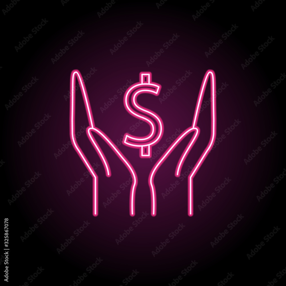 Hand money icon. Simple thin line, outline vector of banking icons for ui and ux, website or mobile application