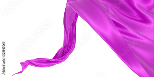 Beautiful flowing fabric of magenta wavy silk or satin. 3d rendering image.