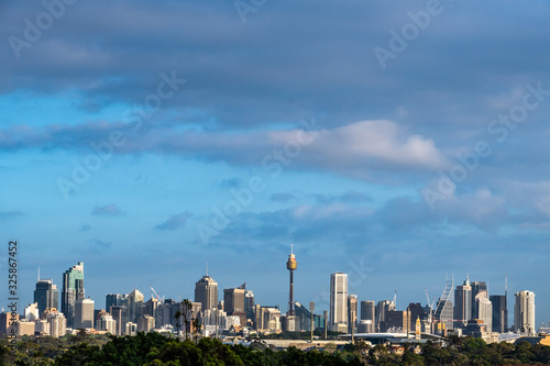 Sydney, NSW - 26 10 2018: South view of CBD in the morning sun
