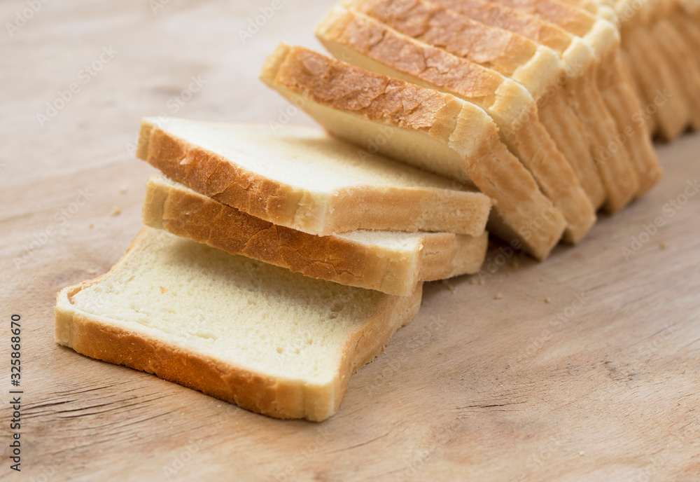 homemade slide bread on the wooden broad
