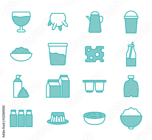 Isolated dairy dou color style icon set vector design