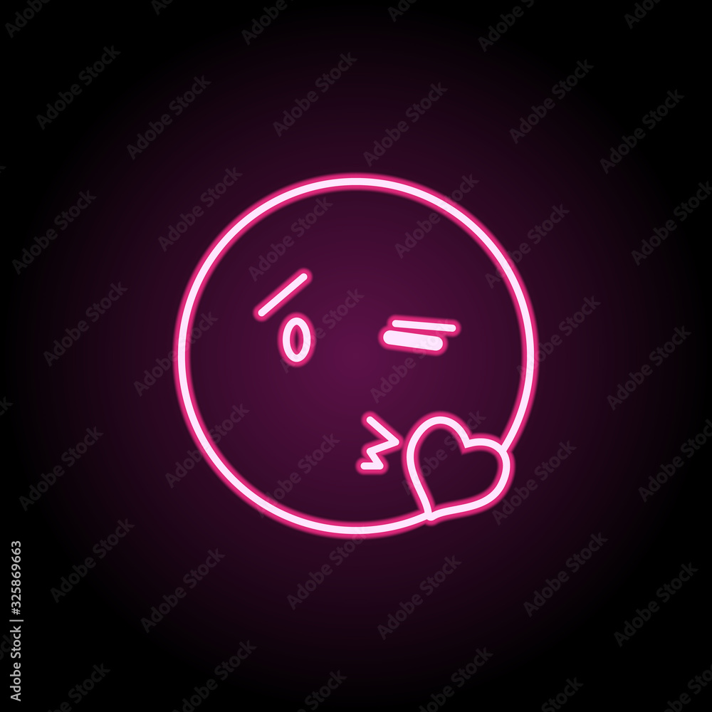 Send a kiss neon icon. Simple thin line, outline vector of emoji icons for ui and ux, website or mobile application Send a kiss neon icon. Simple thin line, outline vector of emoji icons for ui and ux, website or mobile application