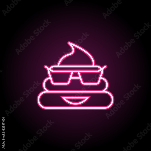 Cool shit neon icon. Simple thin line, outline vector of emoji icons for ui and ux, website or mobile application
