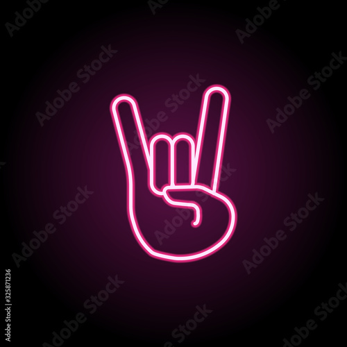 Fingers rock neon icon. Simple thin line, outline vector of emoji icons for ui and ux, website or mobile application