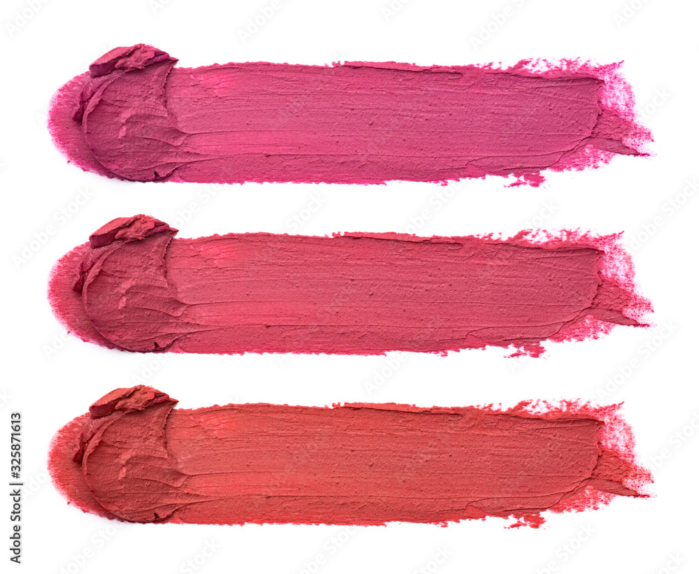 Set of lipstick smudges isolated on white background Set of lipstick smudges isolated on white background
