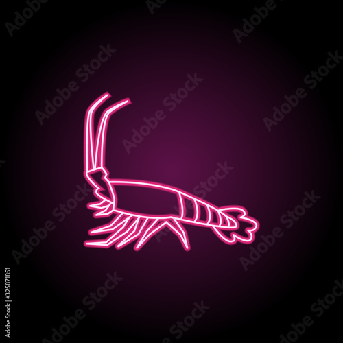 Rock lobster neon icon. Simple thin line, outline vector of fish icons for ui and ux, website or mobile application