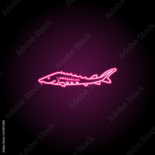 Atlantic sturgeon neon icon. Simple thin line, outline vector of fish icons for ui and ux, website or mobile application