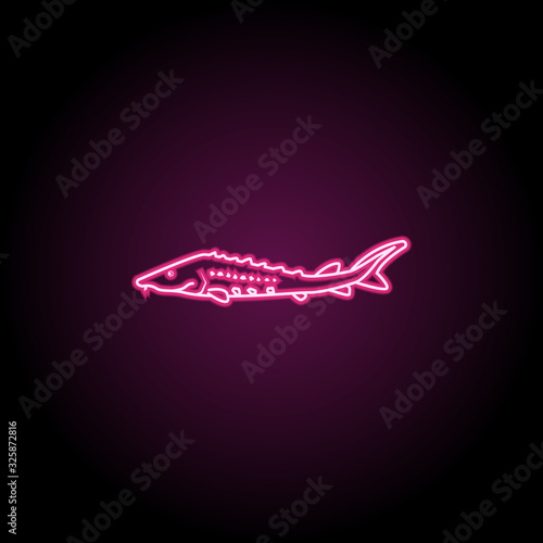 Atlantic sturgeon neon icon. Simple thin line  outline vector of fish icons for ui and ux  website or mobile application