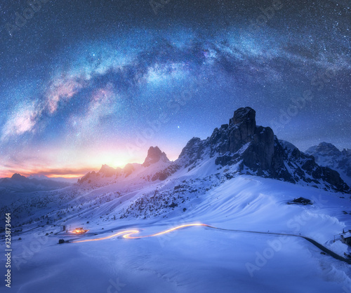 Milky Way over snowy mounta...