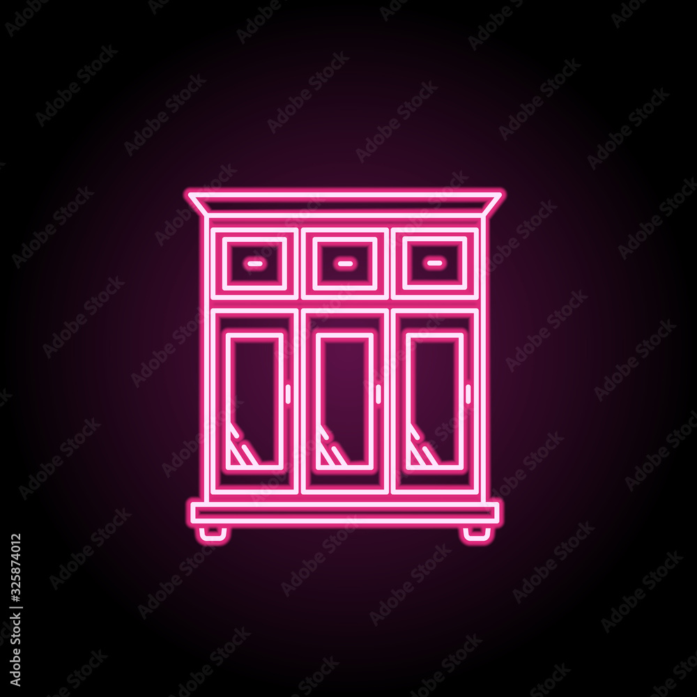 Wardrobe neon icon. Simple thin line, outline vector of household icons for ui and ux, website or mobile application