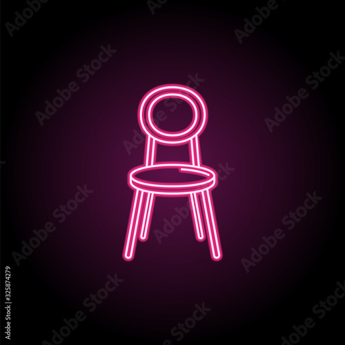 Furniture chair neon icon. Simple thin line, outline vector of household icons for ui and ux, website or mobile application