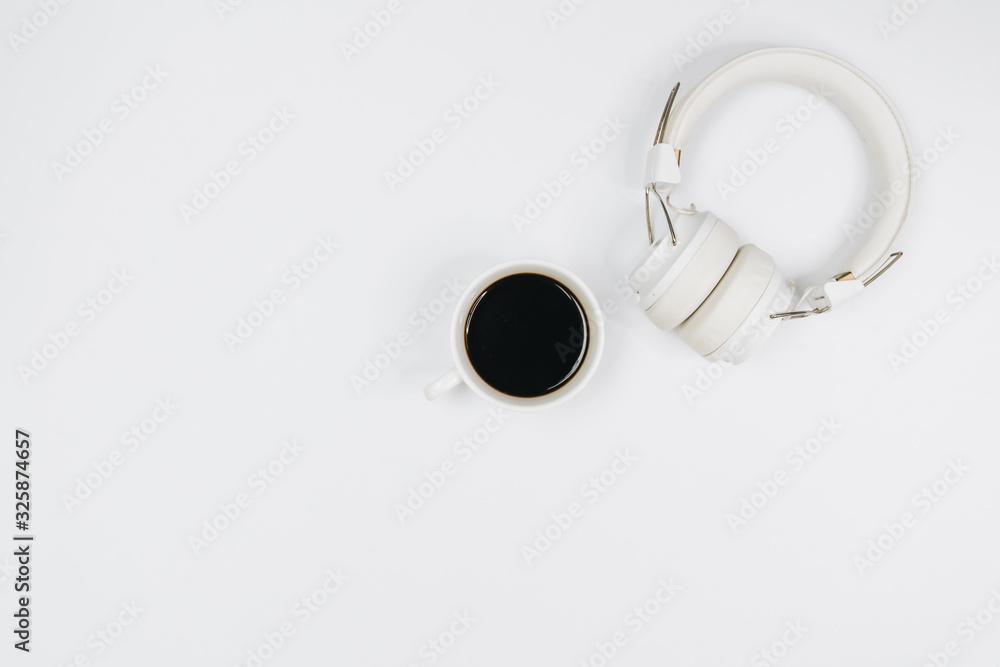 white modern headphones on white background white modern headphones on white background