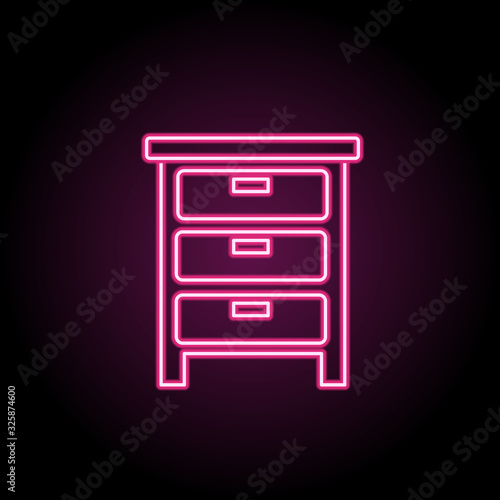 Chest of drawers neon icon. Simple thin line, outline vector of household icons for ui and ux, website or mobile application photo