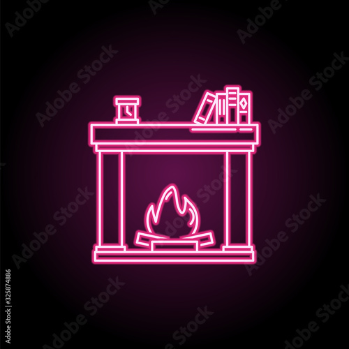Tablou canvas Christmas fireplace flat icon
