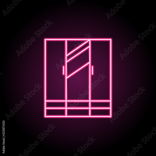 Cupboard wardrobe whith mirror icon. Simple thin line, outline vector of household icons for ui and ux, website or mobile application