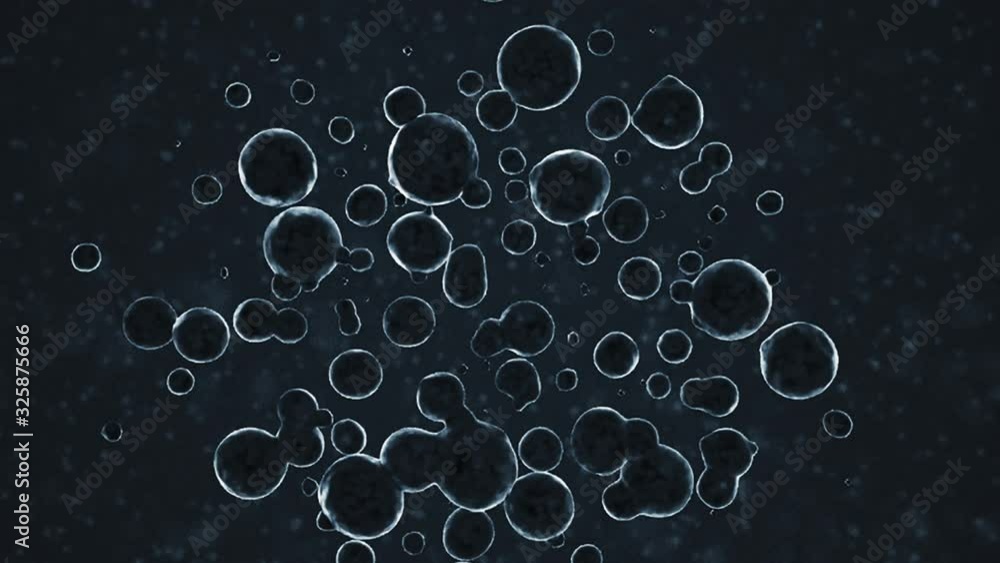 Conceptual video showing virus cell multiplication under a electron microscope