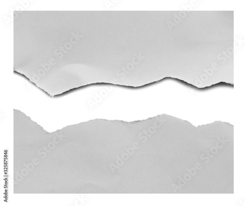 white torn paper isolated over white background