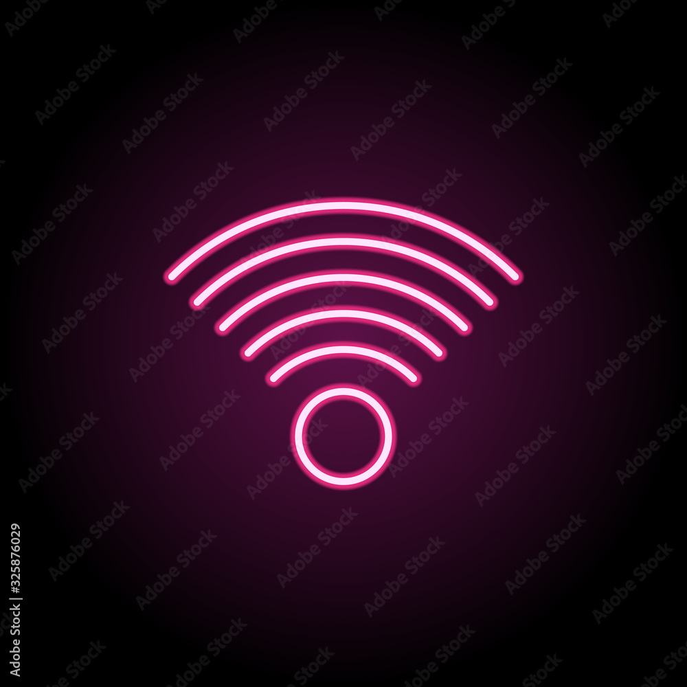 Wifi sign neon icon. Simple thin line, outline vector of web icons for ui and ux, website or mobile application Wifi sign neon icon. Simple thin line, outline vector of web icons for ui and ux, website or mobile application