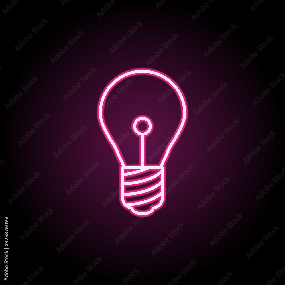 Bulb neon icon. Simple thin line, outline vector of web icons for ui and ux, website or mobile application Bulb neon icon. Simple thin line, outline vector of web icons for ui and ux, website or mobile application