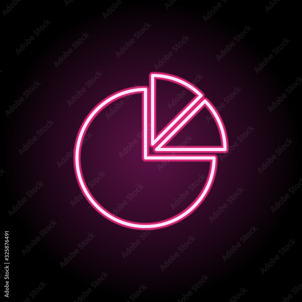 Graph pie neon icon. Simple thin line, outline vector of web icons for ui and ux, website or mobile application Graph pie neon icon. Simple thin line, outline vector of web icons for ui and ux, website or mobile application