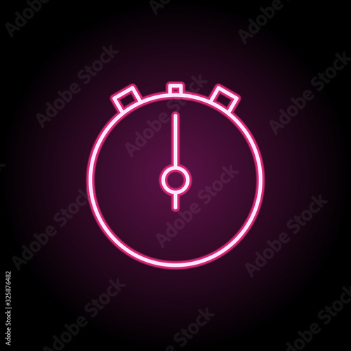 Stopwatch neon icon. Simple thin line, outline vector of web icons for ui and ux, website or mobile application