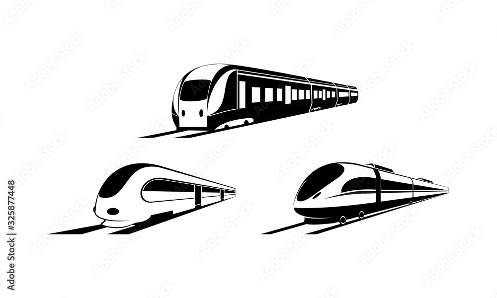 Train simple modern set vector - obrazy, fototapety, plakaty 