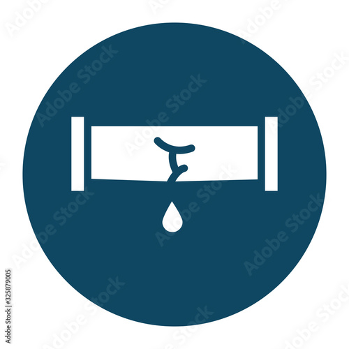 Isolated broken oil pipe with drop block and flat style icon vector design