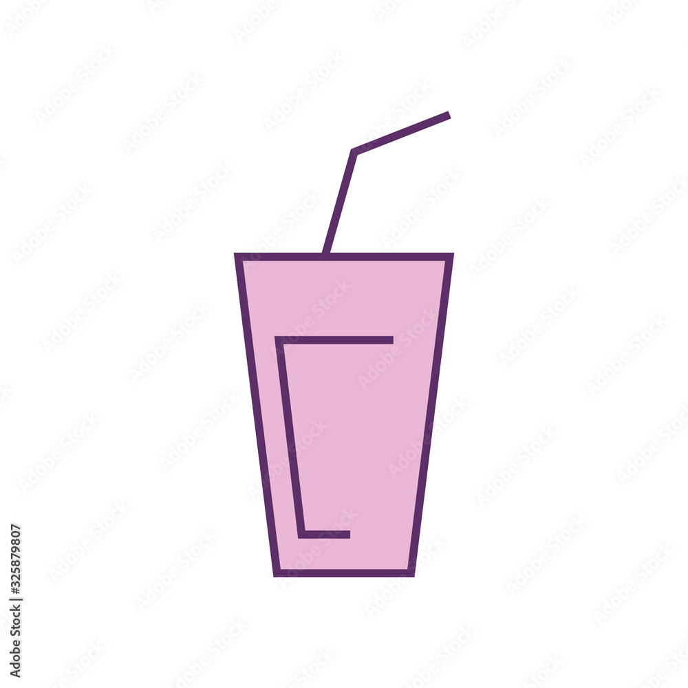 Isolated drink glass line fill style icon vector design Isolated drink glass line fill style icon vector design