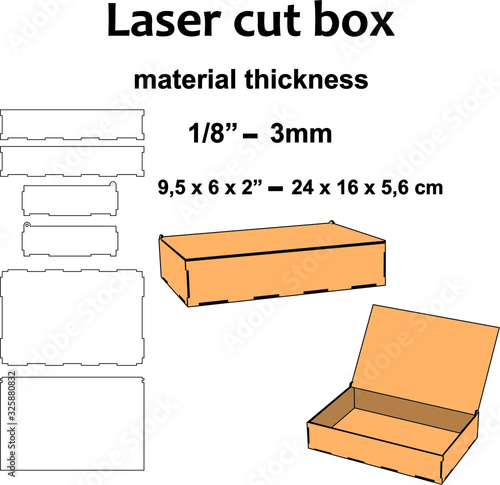 Laser cut wood Laser cut pattern Laser cut design plans template for make a medium size box 3mm mdf wood plywood acrylic office home decor diy craft