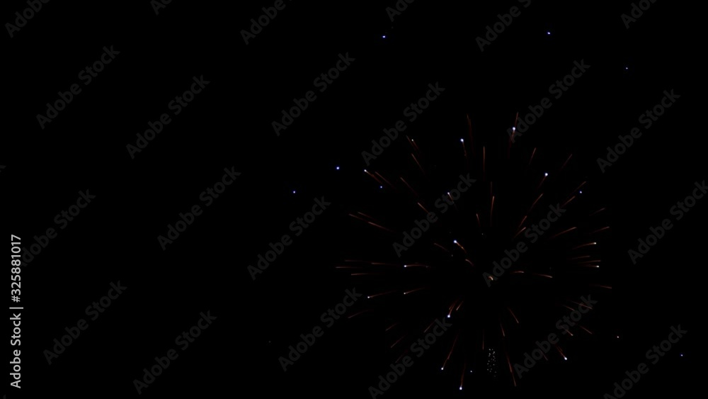 Firework explosion on black background for new year, holiday, Invitation, birthday, wadding, anniversary, party, celebration with high speed cinema camera at 4k. Firework explosion on black background for new year, holiday, Invitation, birthday, wadding, anniversary, party, celebration with high speed cinema camera at 4k.