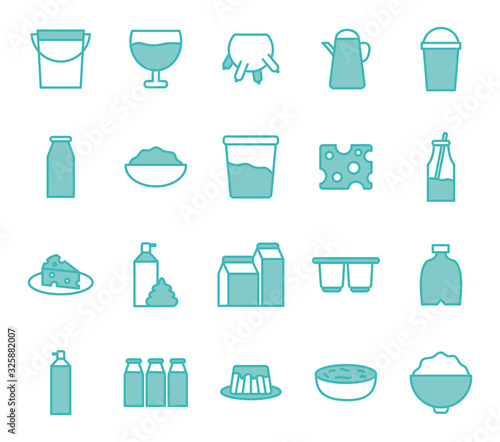 Isolated dairy dou color style icon set vector design