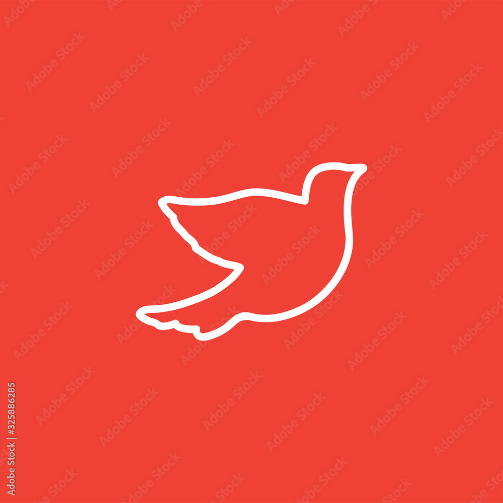 Bird Line Icon On Red Background. Red Flat Style Vector Illustration Bird Line Icon On Red Background. Red Flat Style Vector Illustration