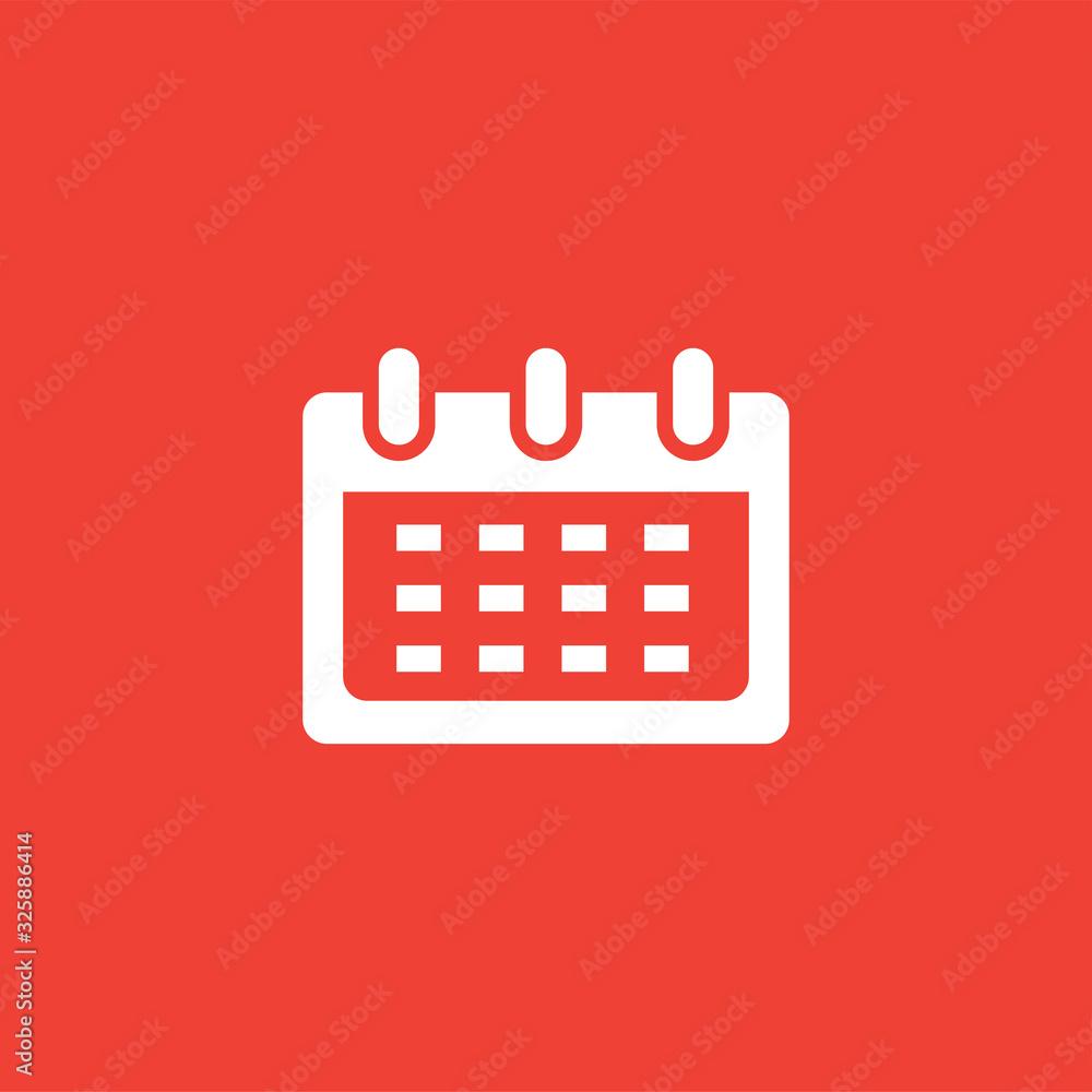 Calendar Icon On Red Background. Red Flat Style Vector Illustration Calendar Icon On Red Background. Red Flat Style Vector Illustration