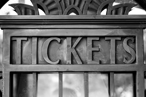Old Ticket Window with Bars from 1930s Niore Black and White Classic Antique 