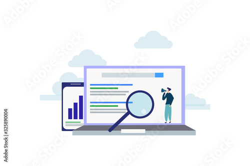 SEO growth. Search engine ranking illustration concept for web landing page template, banner, flyer and presentation
