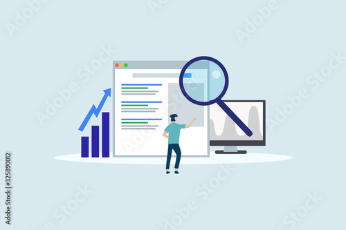 SEO growth. Search engine ranking illustration concept for web landing page template, banner, flyer and presentation