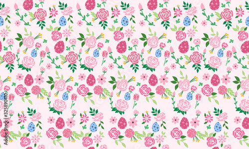 Modern wallpaper for Easter, with leaf and flower elegant pattern background design.